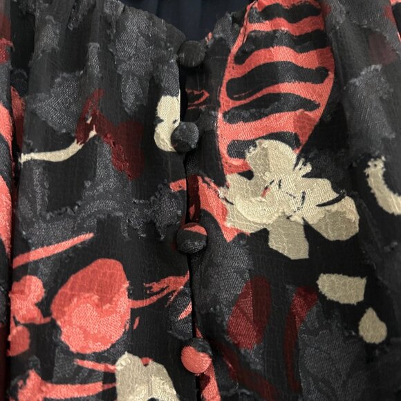 Tanya Taylor Navy Blue Floral Top/Blouse 2X - Picture 6 of 7